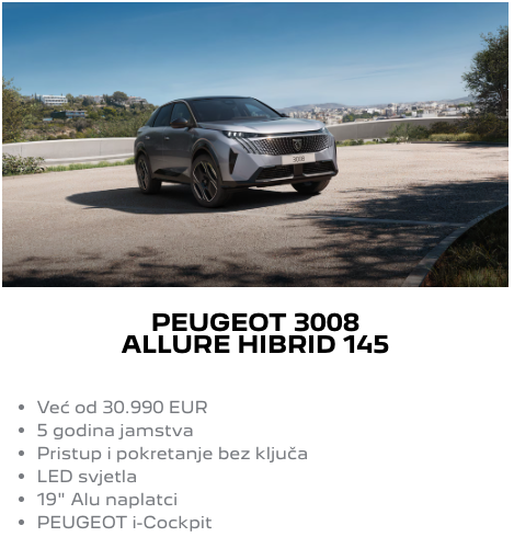 SUV 3008 HIBRID VEĆ OD 30.990 EUR